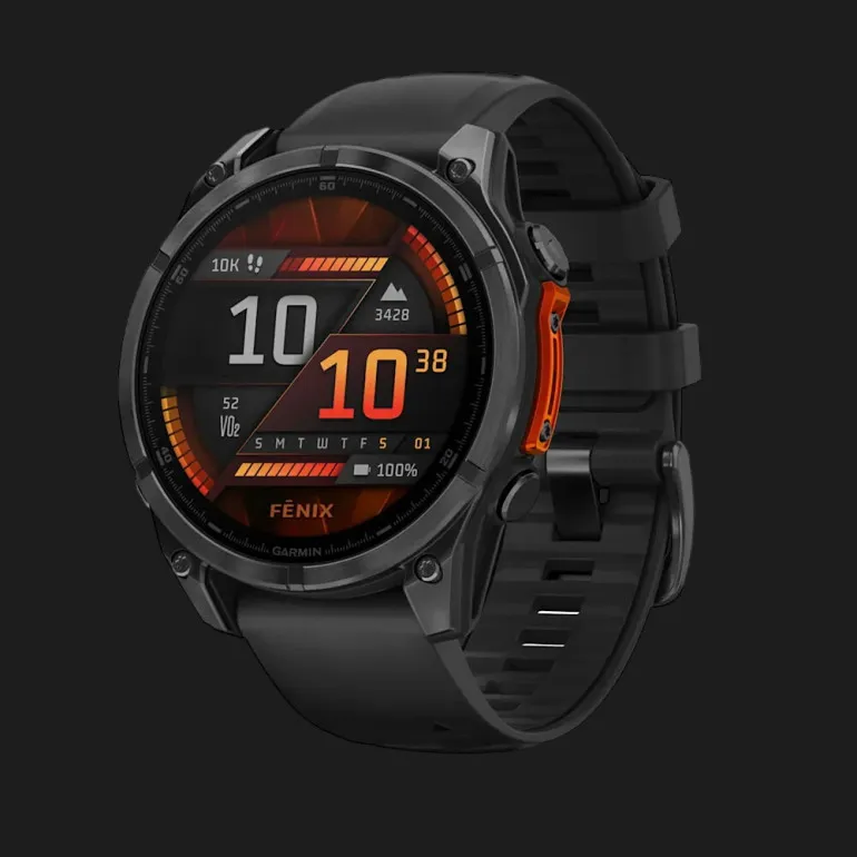 Garmin Fenix 8 47mm AMOLED Slate Gray Black Silicone Band